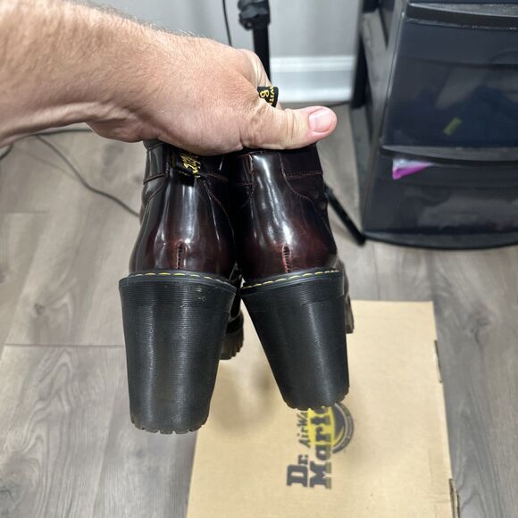 Dr. Martens Averil Lace Chunky Heel Leather Ankle Combat Boots US Size 7 - Picture 5 of 11